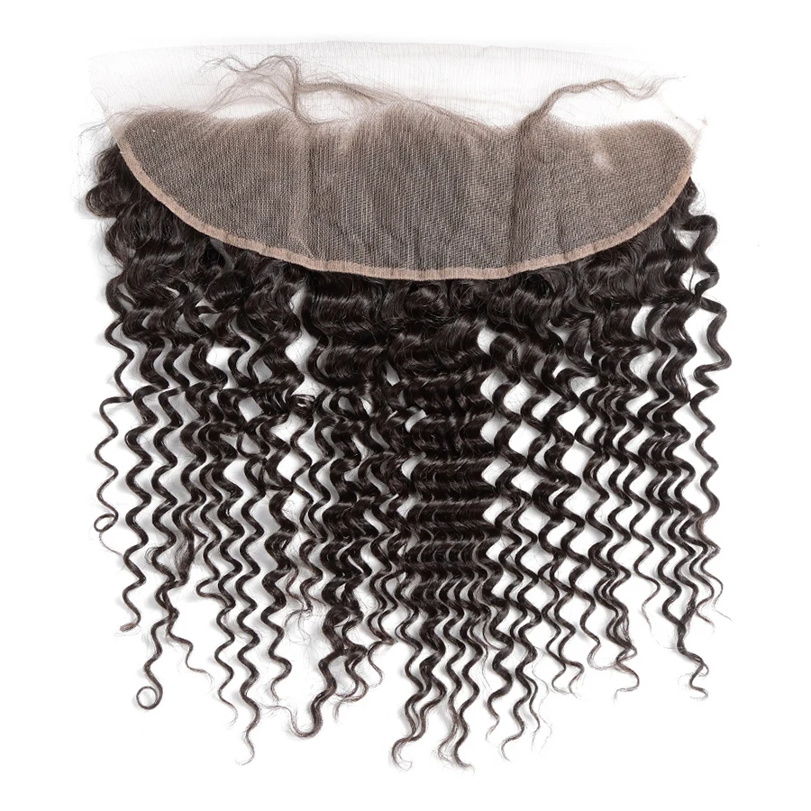 Brazilian Deep Wave Frontal 13x4 Lace Frontal Remy Curly Virgin Human Hair Lace - £70.07 GBP+