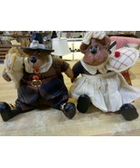 Vtg Russ Joshua &amp; Josette Thanksgiving Fall Harvest Shelf Sitter Bears 6... - $27.14 CAD