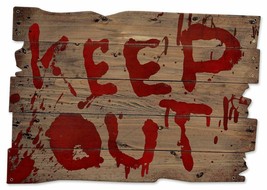 Bloody Keep Out Halloween Plasma Cut Metal Sign - £32.03 GBP