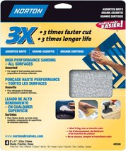 Norton 05386 9-Inch X 11-Inch 3X Assorted Grit Sand Paper, 4-Pack - $18.78