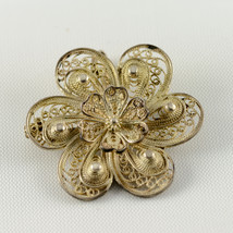 Vintage Sterling Silver Filigree Brooch, Pin, Pendant - $27.99