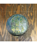 Vintage tarnished round metal powder refillable compact floral pattern  - $24.70