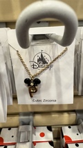 Disney Parks Mickey Mouse Ears Cubic Zirconia Letter P Gold Color Necklace NEW