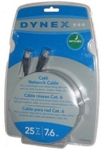 Dynex Cat6 Network Cable RJ45 M to RJ45 M 25 Ft Booted  Snagless Gray - £7.67 GBP