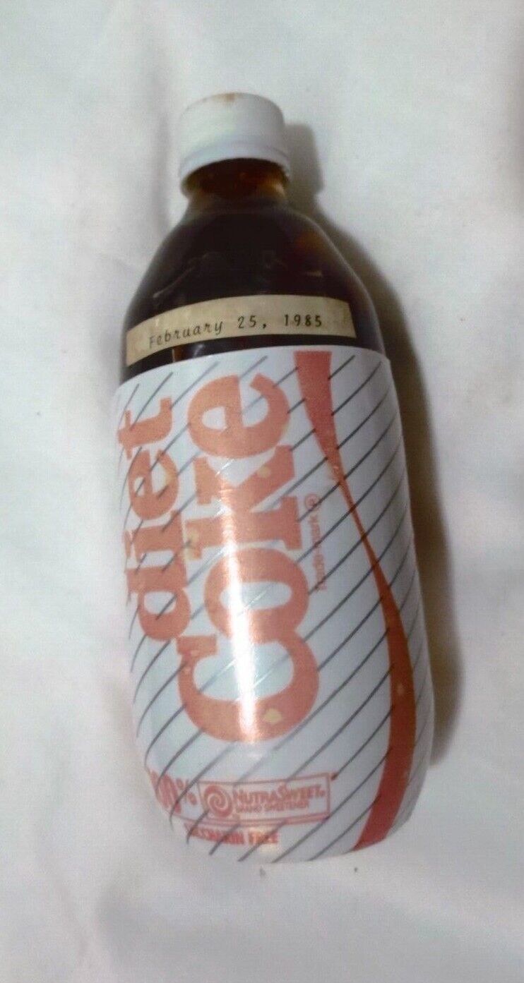 Diet Coke 16oz GlassNo Refill  Bottle Full  foam label  Screw Top  fading - $4.46