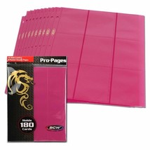 Pack of 10 BCW SIDELOAD PRO 18-POCKET BINDER PAGES - Pink - £5.38 GBP