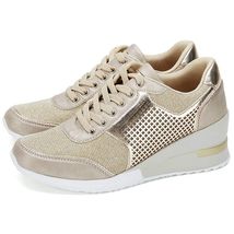 Gold High Heel Wedge Sneakers SM1-GOLD-6.5A Women Lace Up New - $113.87 MXN Gold High Heel Wedge Sneakers SM1-GOLD-6.5A Women Lace Up New - $113.87 MXN
