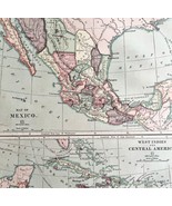 1879 Map Mexico West Indies Central America Victorian Geography 1st Ed D... - €68,91 EUR