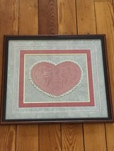 Vintage Victorian Repro Embossed Heart w Lace w Multiple Gray &amp; Carnatio... - $19.62