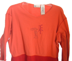 Vtg Top Retro Orange oriental asian flair cropped tee streetwear grunge XL 90s - £14.07 GBP