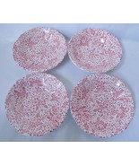 Vintage Open Home Chintz Stoneware 4 Bowls Soup Salad Cereal Dusty Rose ... - £47.80 GBP