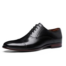 Brand Full Grain Genuine Leather Business Men Dress Shoes Retro Patent Leather O - £117.88 GBP