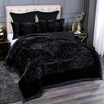 Solid Black 3pc Sherpa Plush Heavy Blanket Korean Style Blanket Winter - $121.98