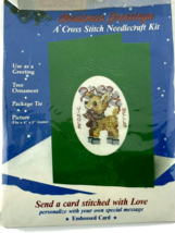 Titan Cross Stitch Christmas Card Reindeer Stitched w Love  Kit 739 Jing... - $11.53