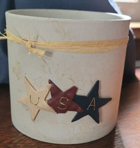 Henton Ceramic Candle Holder Stars Red White Blue USA Decorative Collect... - $9.99