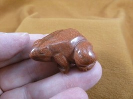 (Y-FRO-582) little FROG frogs Orange Goldtonse stone gemstone CARVING fi... - $14.01
