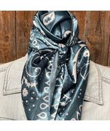 Blue White Paisley Printed Western Southwestern Wild Rag Scarf Accent - $28.71