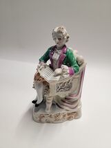 Vintage Bone China Lace Figurine Man In Chair Reading Book Read - $18.81