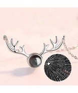 I Love You Projection Deer Antler Silver Pendant with Chain Many Languages - £11.80 GBP