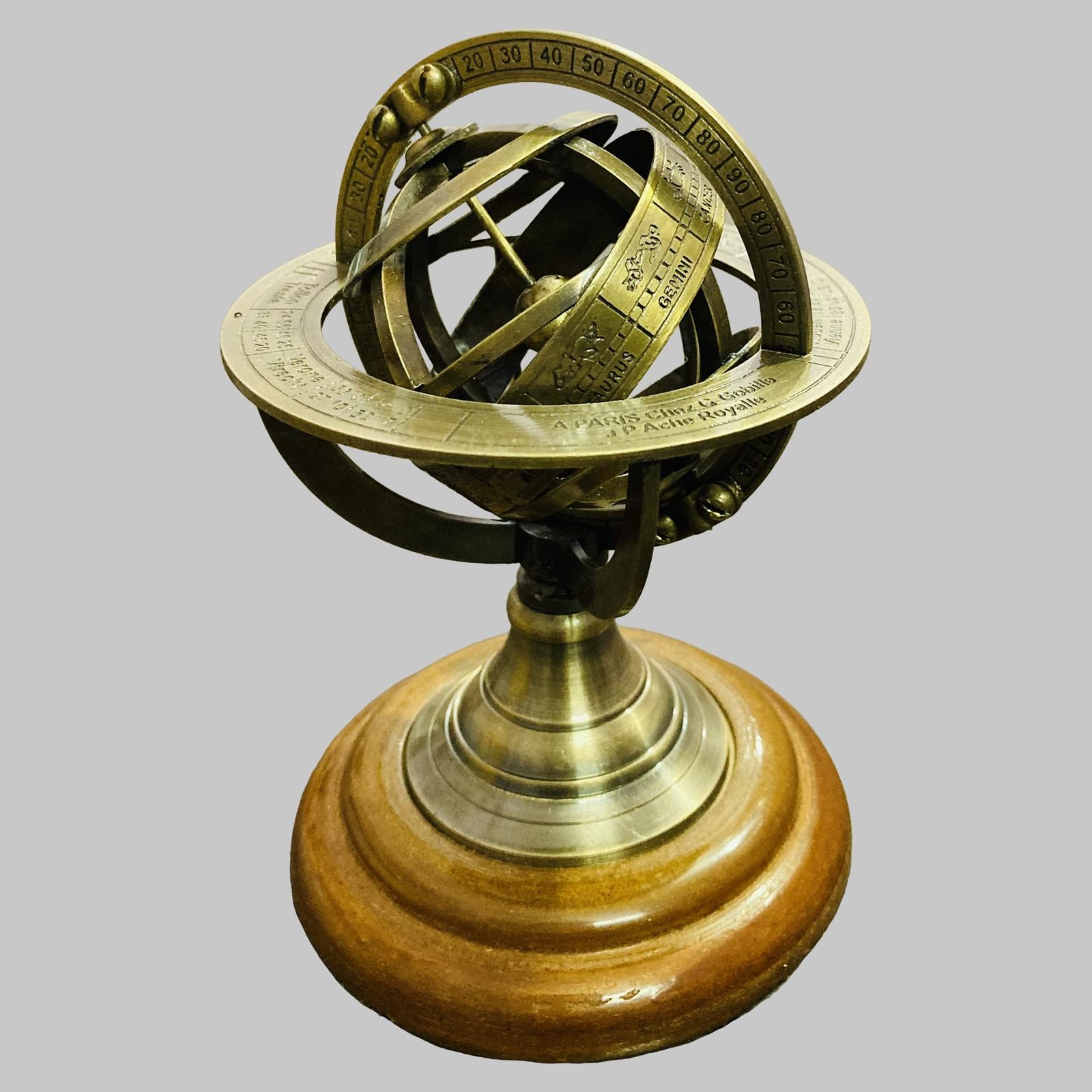 Zodiac Armillary Brass Sphere Globe, Celestial Navigation Decor, Astrology Refer
