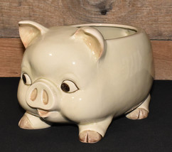 Vtg OMC Japan Porcelain Pig Planter 10&quot; Swine Planter Jardiniere Open Canister - £27.93 GBP