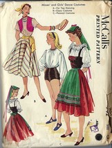 Mc Call&#39;s Vintage 1953 Pattern 792 Sz 12 Misses&#39; Tap Dance Gipsy Italian Ff - £14.14 GBP