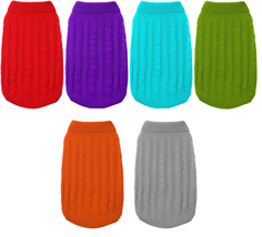 NEW Set of 2 Cable Knit Turtleneck Dog Sweaters sz XS solid colors 7.5 i... - £7.82 GBP