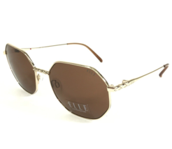 Elle Sunglasses EL14909 CD Shiny Gold Wire Octagonal with Brown Lenses 55-18-140 - £37.20 GBP