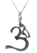 Om Necklace Pendant 925 Sterling Silver 18&quot; Buddhist Jewellery Boxed Namaste - £26.82 GBP