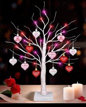 Valentines Day Decorations 24 Inch Lighted Valentines Decor Tree with 12 Heart - £26.89 GBP