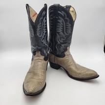 Justin Gray Silver Genuine Real LIZARD Skin Cowboy Western Boots Sz 10.5 EE - $89.99
