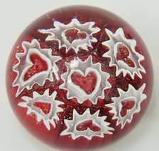 Paperweight 3D Sparkle Heart Red White Vintage Acrylic Home Design - $15.15