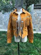 Ladies Western Wear Cowgirl Coat Handmade Sui Including, Bone Fringed Ja... - $89.87+