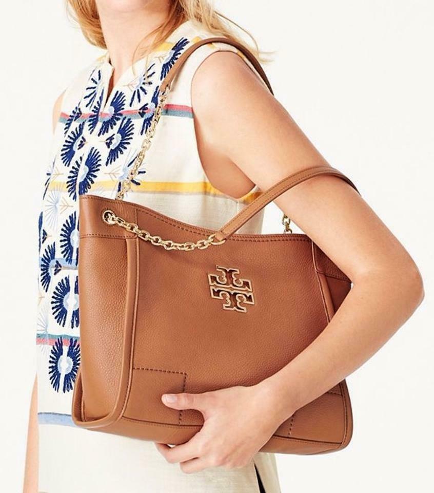 NEW Tory Burch Bark Pebbled Leather Small Britten Slouchy Tote - $475 Item image 12