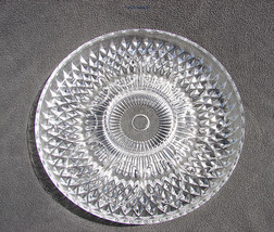 Contemporary Crystal Egg Plate W/ Diamond Point Pattern Heavyweight mino... - $19.99