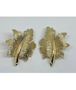VINTAGE: SIGNED EMMONS GOLD TONE OAK LEAF CLIP-ON EARRINGS - EXCELLENT C... - $6.76