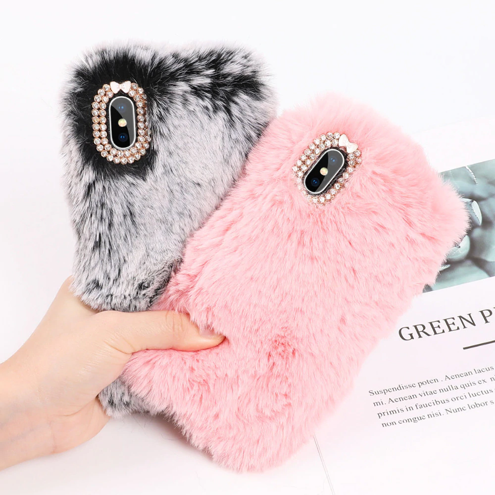 Cute, Fluffy Faux Fur Case for Apple iPhone (6 7 8 X 11 - S, R, Max, Pro, Plus) - £16.06 GBP