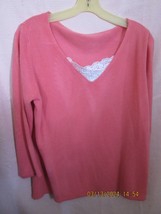 Peach V-Neck Sweater With Lace XL - $15.00