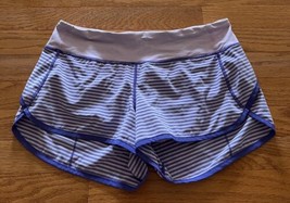 Lululemon Speed Short Shorts Lined Light Purple Striped Stripes 3&quot; Size 6 - $24.72