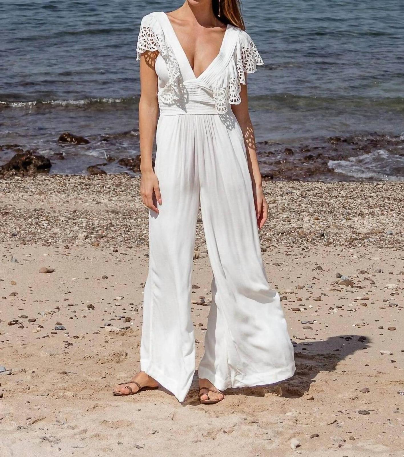 Scarlett Poppies Morning Pause Broderie Anglaise Ruffle Jumpsuit Size XS - $142.56