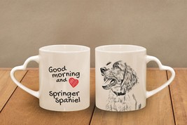 English Springer Spaniel - mug with a dog - heart shape . &quot;Good morning and love - £12.17 GBP