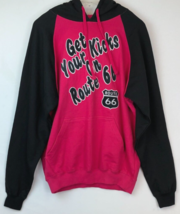 $35 Route 66 Get Your Kicks Red Black Stitched Vintage 90s Pullover Hoodie 2XL - £11.87 GBP