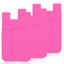 (3) Pink Phone Wallet Silicone Credit Card ID Holder Pocket Stick On Bra... - £4.98 GBP