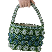 Beaded Bag  Flower Handbag Acrylic Evening Women Famous Brand Vintage Clutch Pur - £50.43 GBP