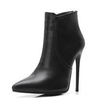 fashion slim heel short boots women lady anklle boots 12cm high heel Zipper part - £77.12 GBP