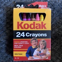 Vintage Kodak RoseArt 24 Non-Toxic Crayons No. 124 - Made in USA, New &amp; ... - $9.50