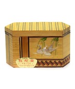  Asian Wood Bamboo Inlay Marquetry Mother Of Pear Swam Trinket Box Vintage - £11.84 GBP