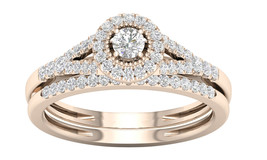 10K Yellow Gold 1/3ct TDW Diamond Halo Split Shank Bridal Set - £359.63 GBP