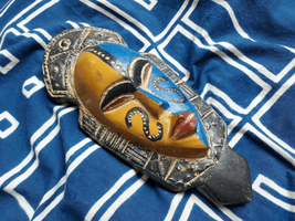 Handmade Dual Thandi Wood Rustic Mask African (Ghana) - 10&quot; H x 4.5&quot; W x 2.2&quot; D - £49.48 GBP