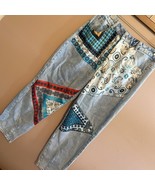 Rehab Lab Patchwork Bandana Straight Barrel High Rise Jeans Size Medium - $34.19 CAD